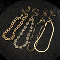 Fußkettchen mit Schlangenkette und Rosen und schwarzen Diamanten, 4-teiliges Set