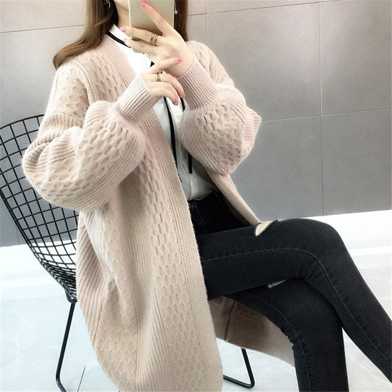 Damen Strick Cardigan Pullover Lockerer Mantel