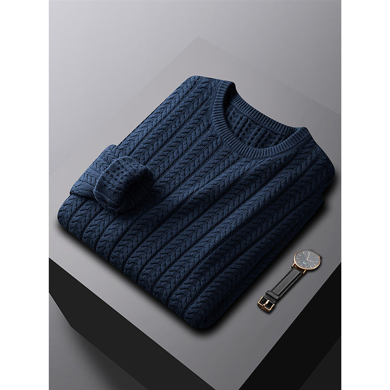 Pullover Herren Dicke Baumwolle Einfarbig Mit Fell