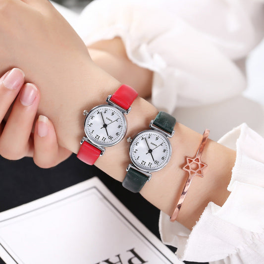 Kleine und einfache Temperament Student Quarzuhr mit dünnem Armband
