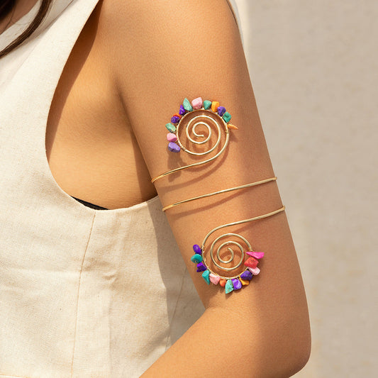 Kies Armkette Armband Perlen Spirale gelegt Armband