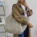 Canvas Tasche für Frauen Ins Schulter große Kapazität Leerlauf Stil gestreifte Mode