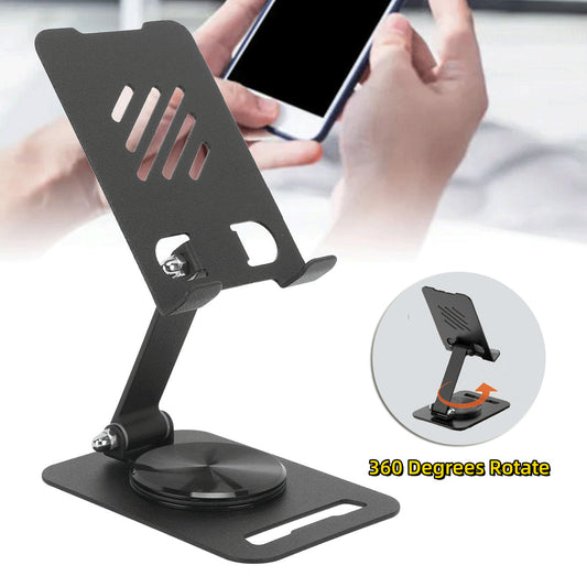 360 Grad drehbarer Metall-Handyhalter für den Schreibtisch, Ständer für Telefonpad, verstellbarer Desktop-Tablet-Halter, Tisch-Handyständer