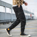 Overalls für Herren im amerikanischen Retro-Stil, lässig, lockere, verkürzte Hose, mehrere Taschen, Knöchelriemen
