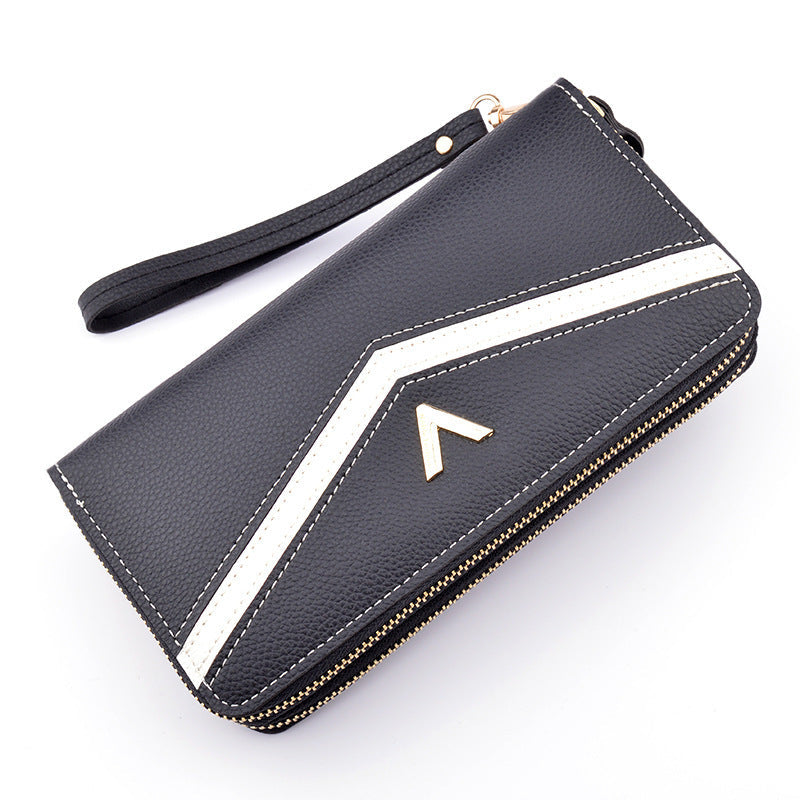 Neue Geldbörse Damen Lang Doppelreißverschluss Clutch