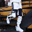 Kordelzug Hosen Hosen Hip Hop Lose Nähte Kontrast Farbe Casual Hosen Jungen Overalls