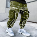Herrenhose mit Print, lockere Pumphose, lässige Haremshose mit weitem Bein