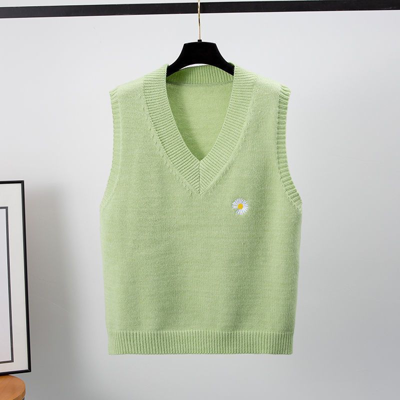 Lockere V-Ausschnitt Kurze ärmellose Weste Pullover Oberbekleidung Strickweste