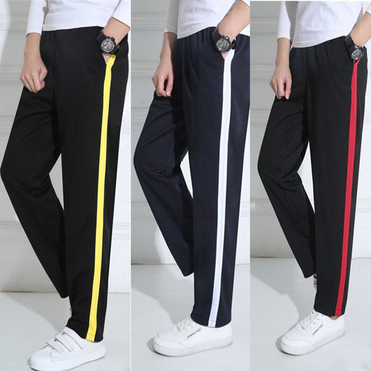 Blaue breite gelb gestreifte Schuluniformhose Dunkelblau One Wide