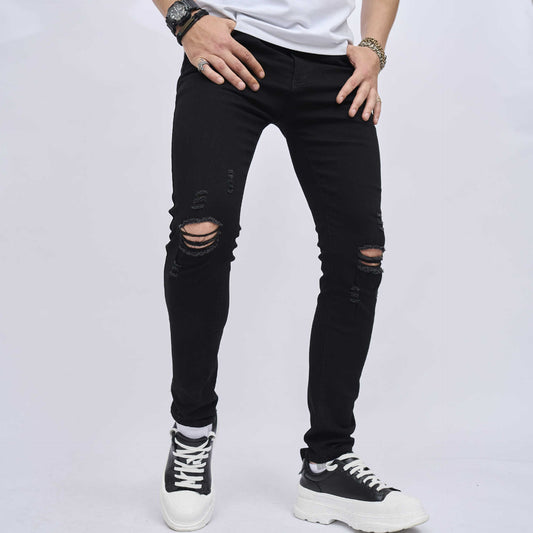 Zerrissene Slim Fit Skinny-Jeans für Herren mit elastischem Bund