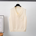 Lockere V-Ausschnitt Kurze ärmellose Weste Pullover Oberbekleidung Strickweste