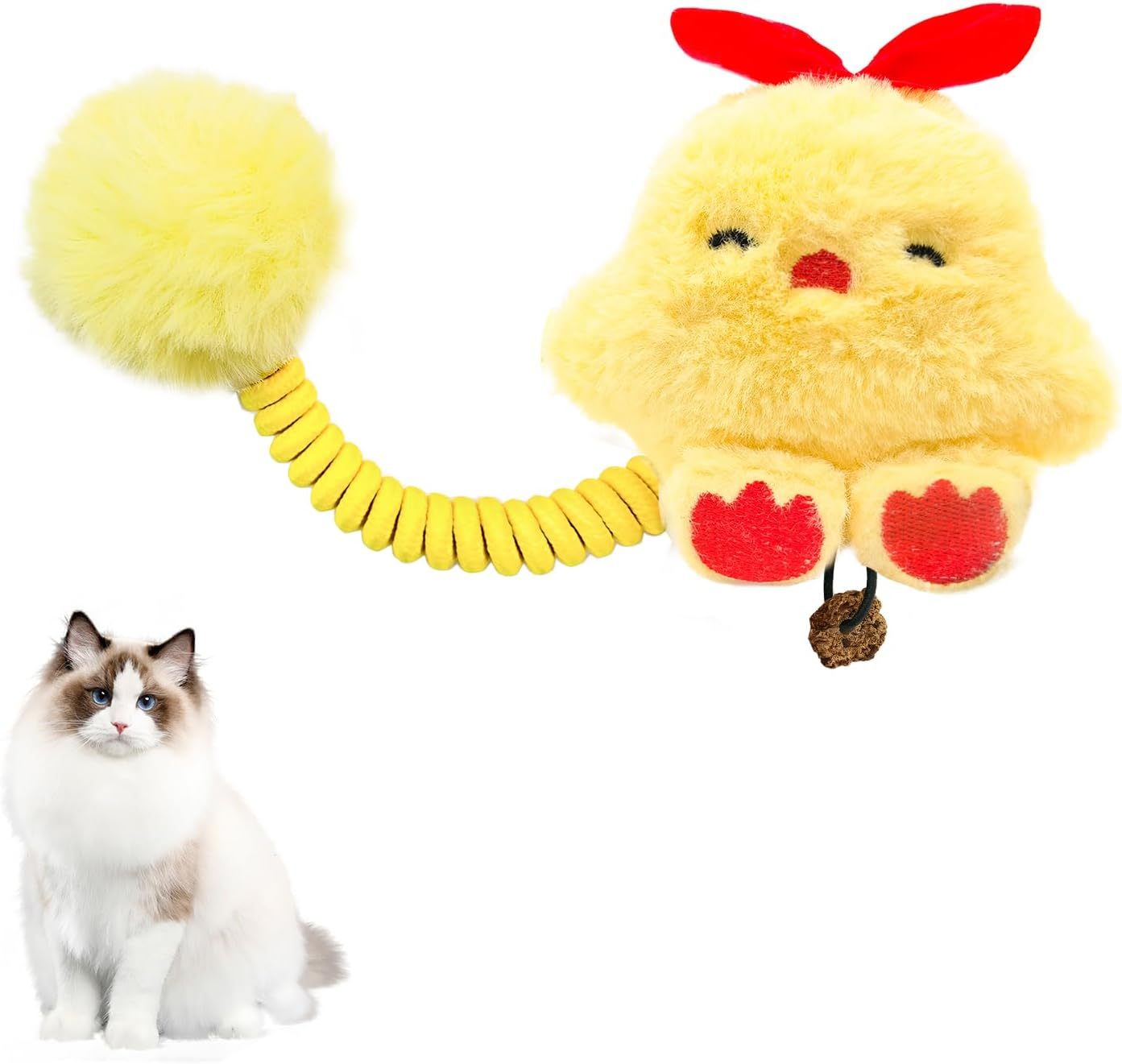 Katzenminzen-Spielzeug, interaktives Katzenspielzeug mit Silberranken-Fruchtfeder, flauschiger Ball zum Entspannen und Spielen, Plüsch-Katzen-Beißspielzeug für drinnen, Kätzchen zum Reinigen und Zahnen