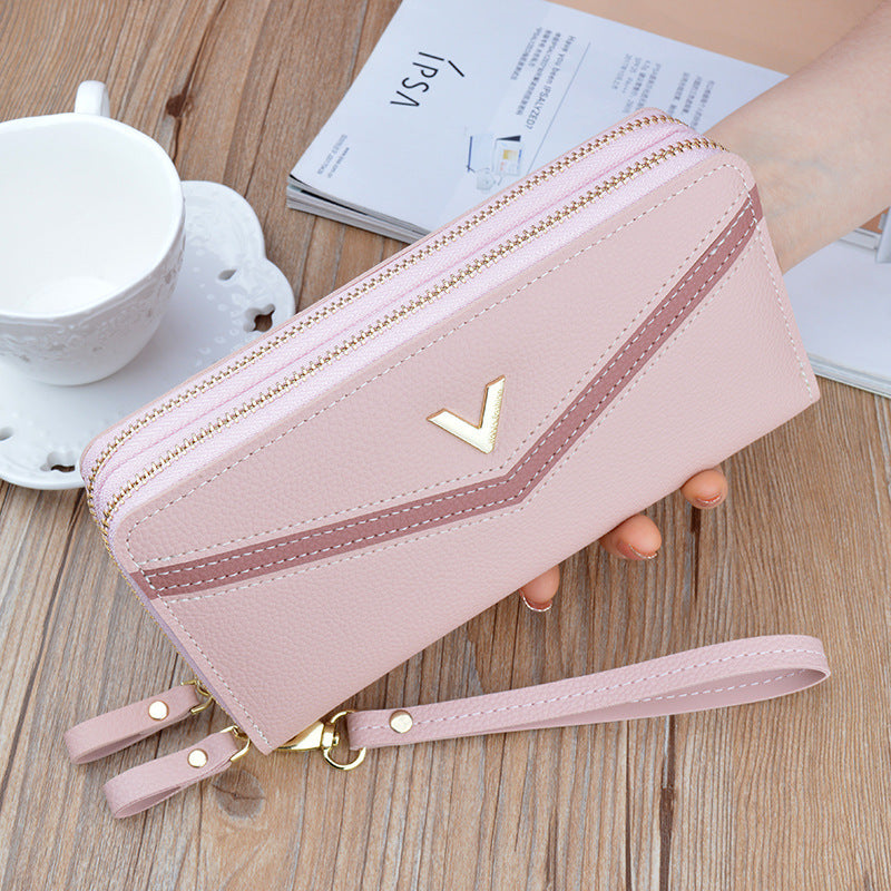 Neue Geldbörse Damen Lang Doppelreißverschluss Clutch