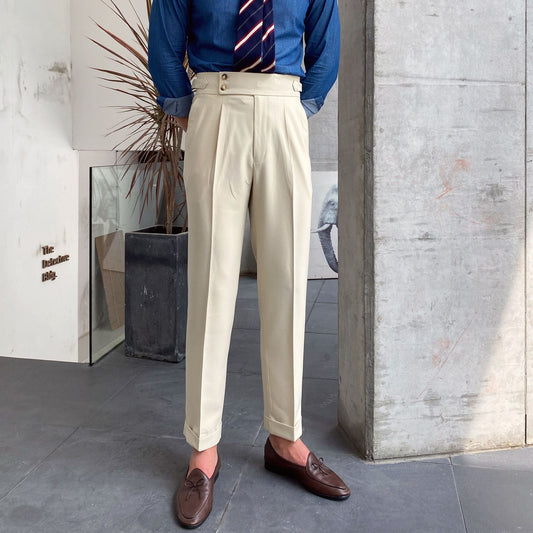 Neu Herren Naples Hohe Taille Hängenden Gerade Herbst Freizeit Hosen