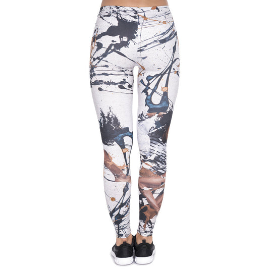 Verkürzte Hose mit Tintenfiguren-Print