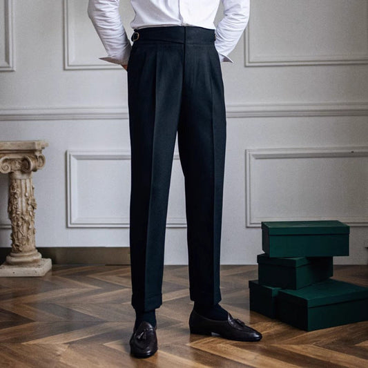 Frühling und Herbst Herren hohe Taille gerade Retro einfach passende Casual Anzug Hose