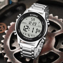 Stahlgürtel Sport Elektronische Uhr Wasserdicht Multifunktionale Große Bildschirm Leuchtende