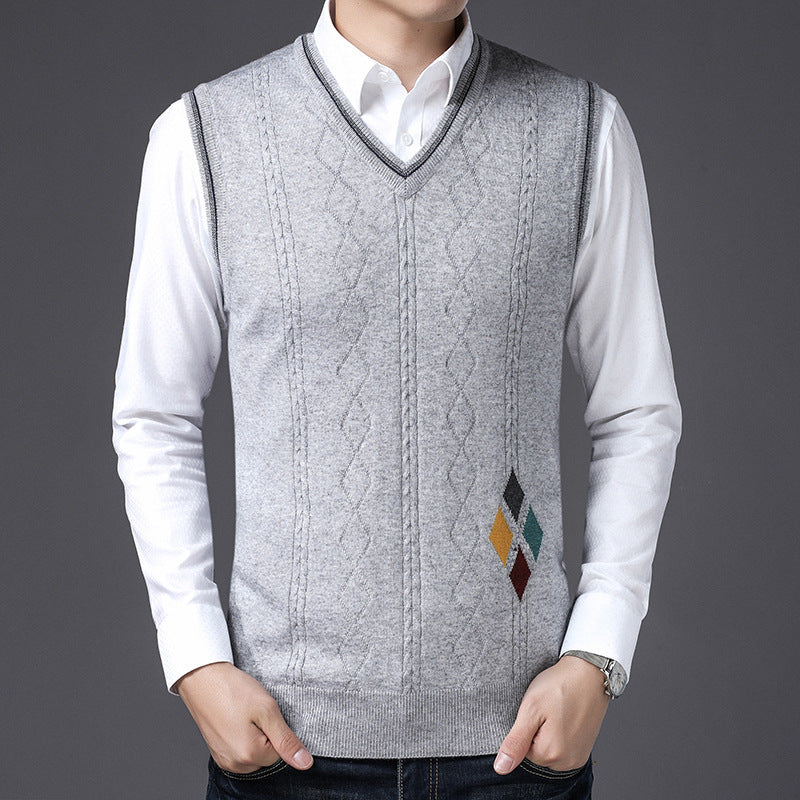 V-Ausschnitt Wollweste Herbst Winter Herren