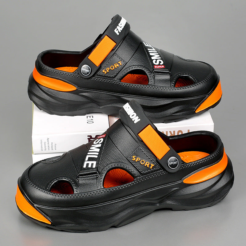 Strandsandalen Sommer Herren Plateau rutschfeste Sandalen mit doppeltem Verwendungszweck Oberbekleidung Outdoor Große Lochschuhe