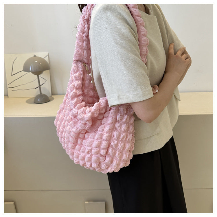 Nischen-Plissee-Wolken, niedlich, schlicht, weich, trendig, im Western-Stil, für Unterarme, Pendlertasche