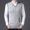 V-Ausschnitt Wollweste Herbst Winter Herren