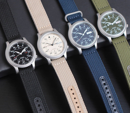 Herren-Quarzuhr mit dreipoligem Nylonarmband und Legierung