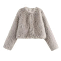 Women's Artificial Leather Fur Coat Short Coat