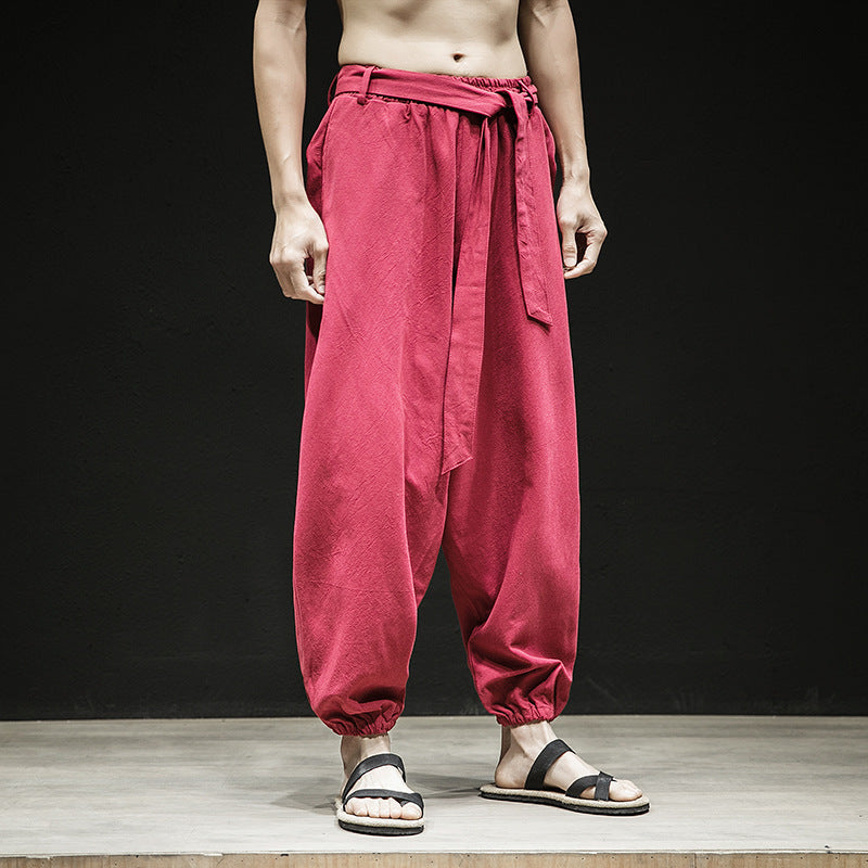 Frühling Und Sommer Neue Chinesische Stil Hosen Männer Elastische Band Breite