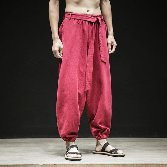 Frühling Und Sommer Neue Chinesische Stil Hosen Männer Elastische Band Breite