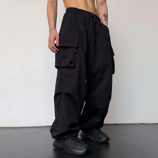 Nylon Schnell trocknend Overalls Herrenhose Hohe Taille Weites Bein Freizeit Kordelzug