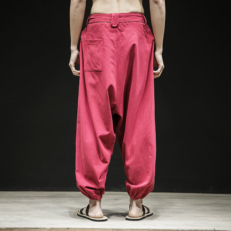 Frühling Und Sommer Neue Chinesische Stil Hosen Männer Elastische Band Breite