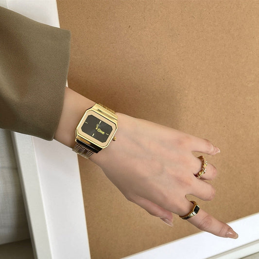 Leichte Luxus-Uhr im kalten Stil, hochwertige quadratische Uhr mit großem Zifferblatt für Damen