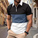 T-Shirt mit mehrfarbigem Aufdruck, Reißverschluss und Revers