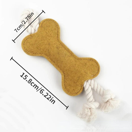 Bissfestes Hundespielzeug zum Zähneknirschen, Seilknotentraining, knochenförmiges Haustierpuzzle, bissfestes Spielzeug, Filzknochenförmiges Hundespielzeug