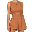 Women's Solid Color Sleeveless Short Top Shorts Suit
