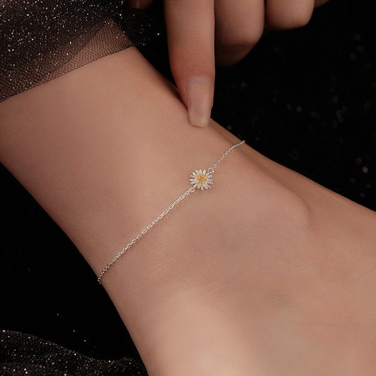S925 Silber Mori Stil Fußkettchen Weibliche Pastoralen Stil Dünne Kette