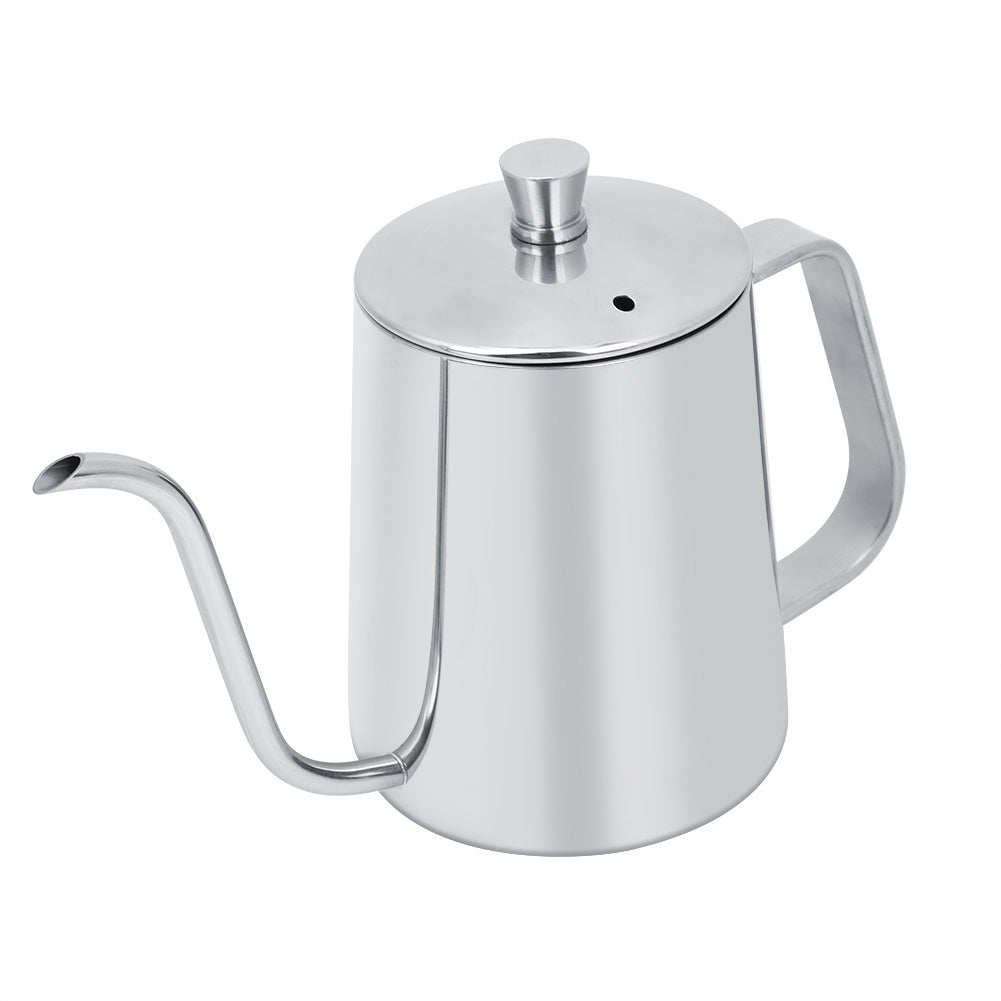 550ml Stainless Steel Long Gooseneck Coffee Pot Kettle with Lid for Home Kitchen Coffee Shop