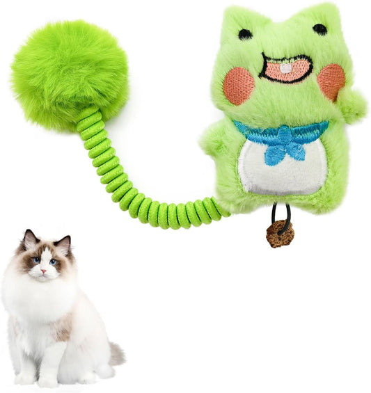 Katzenminzen-Spielzeug, interaktives Katzenspielzeug mit Silberranken-Fruchtfeder, flauschiger Ball zum Entspannen und Spielen, Plüsch-Katzen-Beißspielzeug für drinnen, Kätzchen zum Reinigen und Zahnen