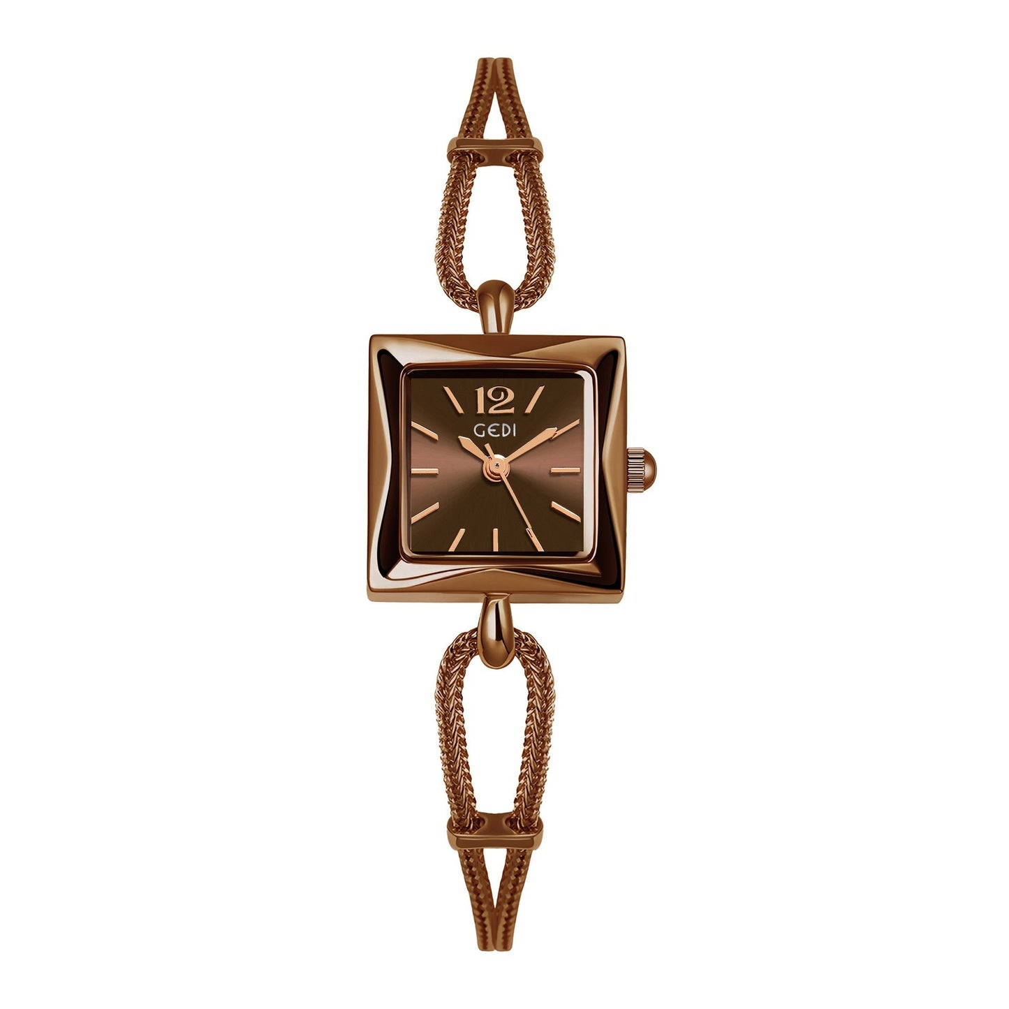 Hochwertige, einfache kleine quadratische Platte Legierung Armband Uhr im antiken Stil