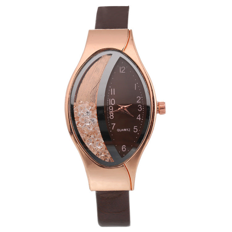 Uhr Augenform Damen Quarzuhr WISH Turn Bead Quicksand Gürteluhr