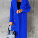 Langarm Revers Mantel Winter Mode Solide Zweireiher Schlank Lange Jacke Damen Kleidung