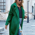 Herbst/Winter Schlanke Damen Revers Langarm Einfarbig Street Coat Kleidung