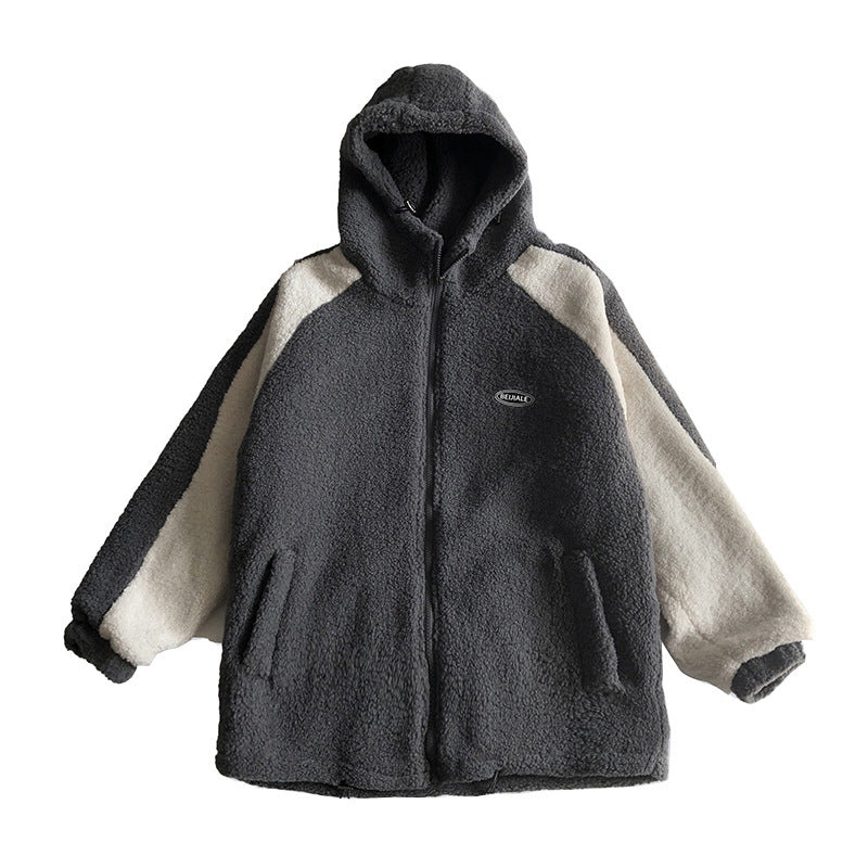 Fried Street Fashion Hong Kong Stil Paar Lose Lamm Plüsch Jacke