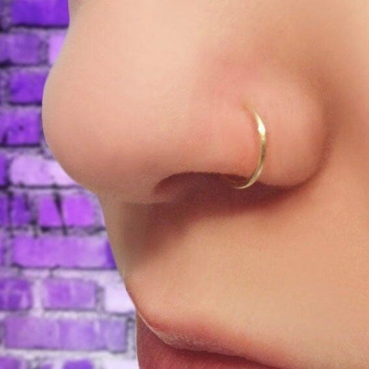 Nicht durchdringender Nasenring, plattiert, 14 Karat Gold, Nasenstecker