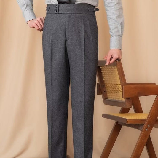 Junge Britische Hohe Taille Casual Hosen Männer Warme Gerade