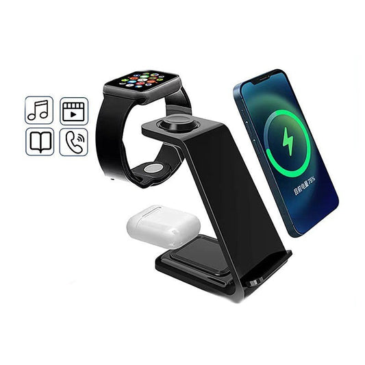3-in-1 Multifunktions-Handyhalter im Stehen Dual Coil Wireless Charger