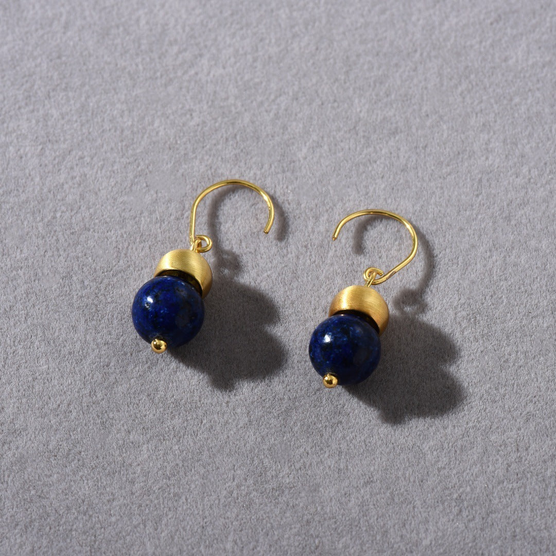Persönlichkeit und Mode All-Match Lapis Lazuli Sea Blue Anhänger Hängeohrstecker