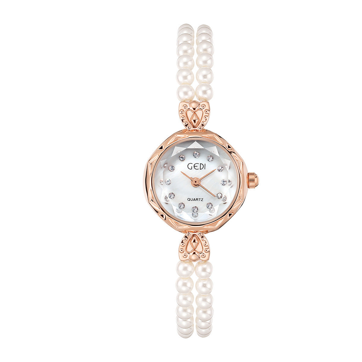Nischen-Kreative und leicht luxuriöse Armbanduhr mit Perlenarmband für Damen