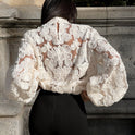 White Floral Pearl Textured Shirt