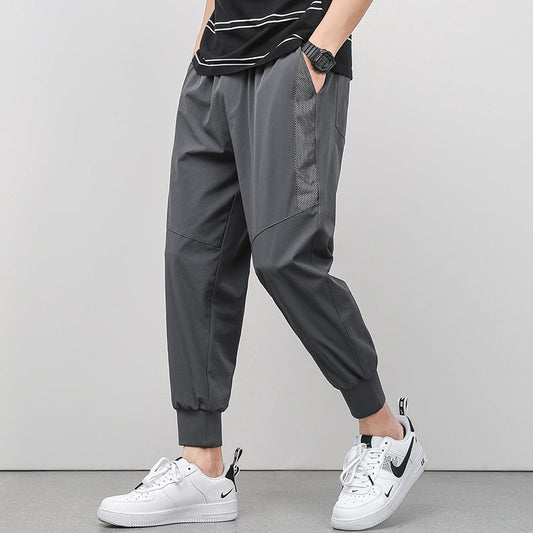 Gekürzte, dünne, lässige Hose mit Kordelzug